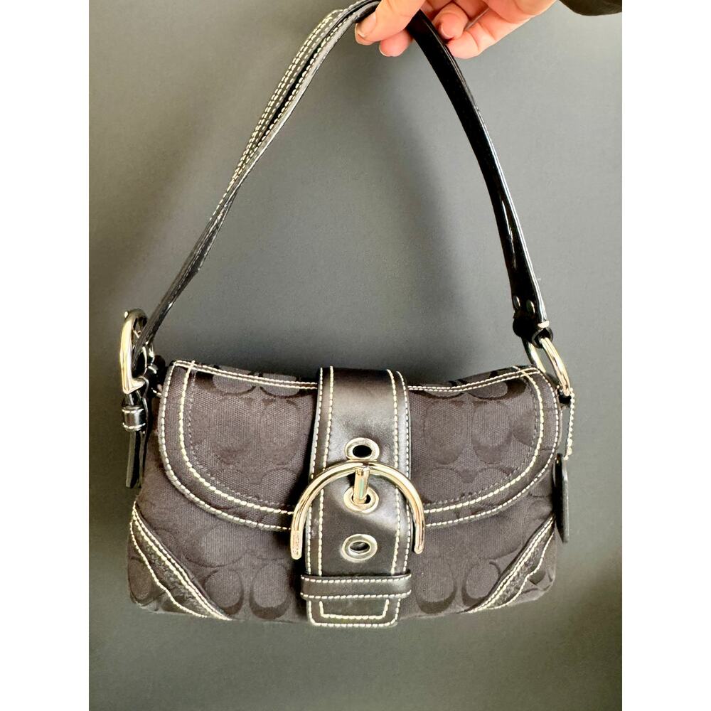 Vintage Coach Small Soho Black Signature shoulder bag 10602 - Picture 2 of 16